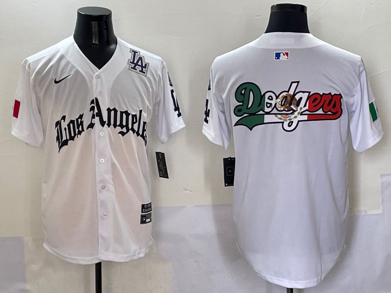 Men Los Angeles Dodgers Blank White Five generations Joint Name 2025 Nike MLB Jersey style 13